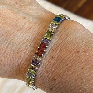 Multi color glass colorful stones adjustable slide nice quality bracelet silver